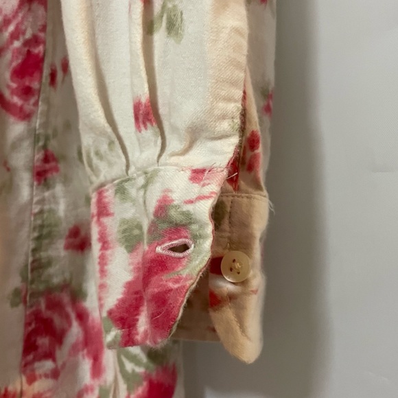 Lauren Ralph Lauren Cream Cotton Floral Long Sleeve Button Down Dress - Picture 6 of 8